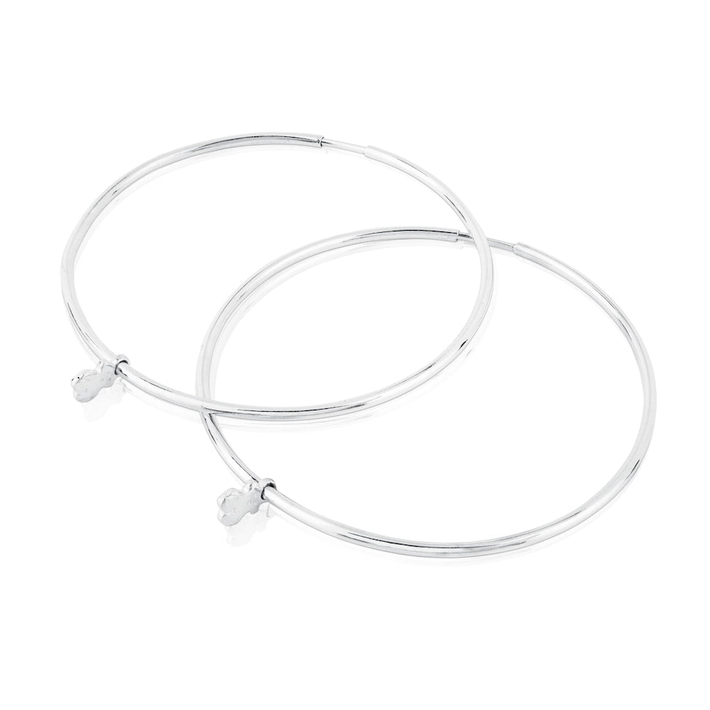 Silver Bear hoop Earrings |