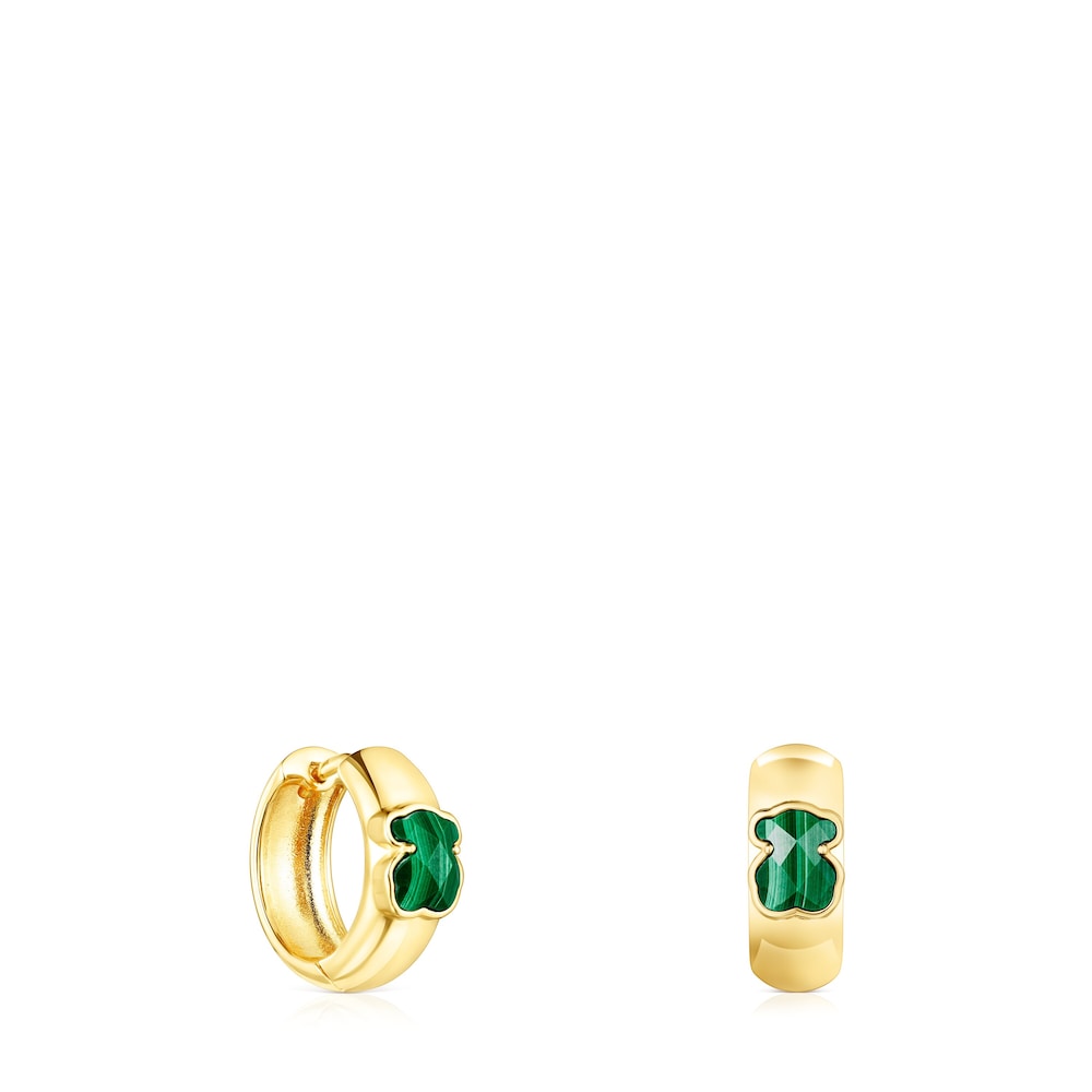 Small Silver Vermeil and Malachite Icon Color Earrings |
