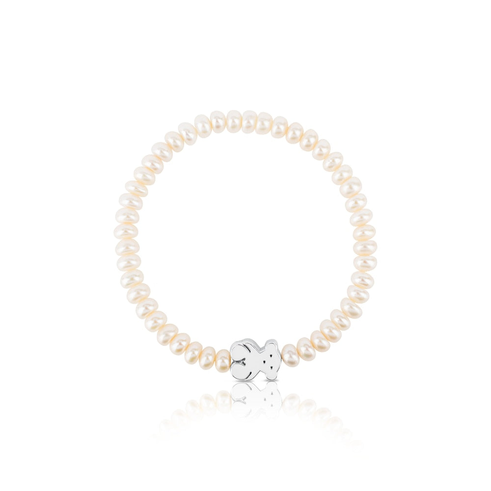 Sweet Dolls bear Bracelet with pearls and Silver Bear motif |