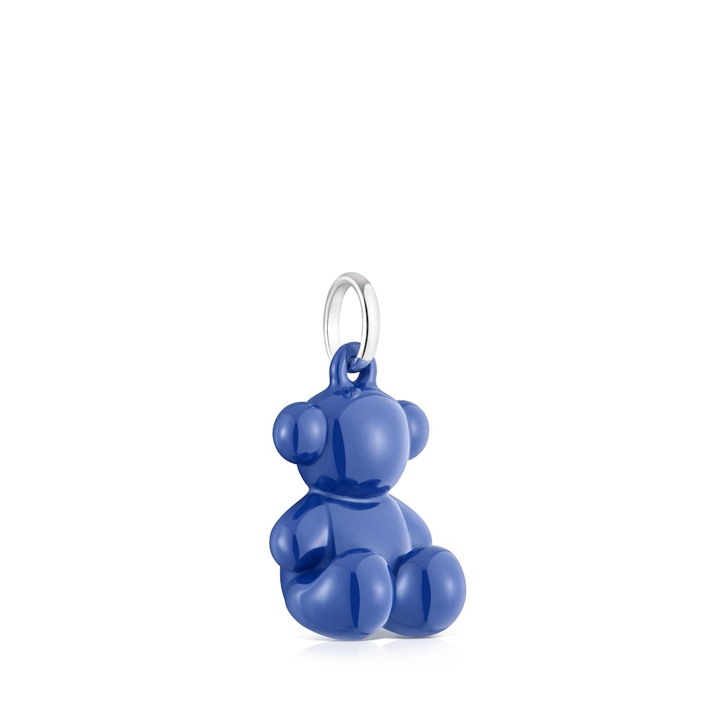 Silver and navy blue ceramic Bear pendant Bold Bear |