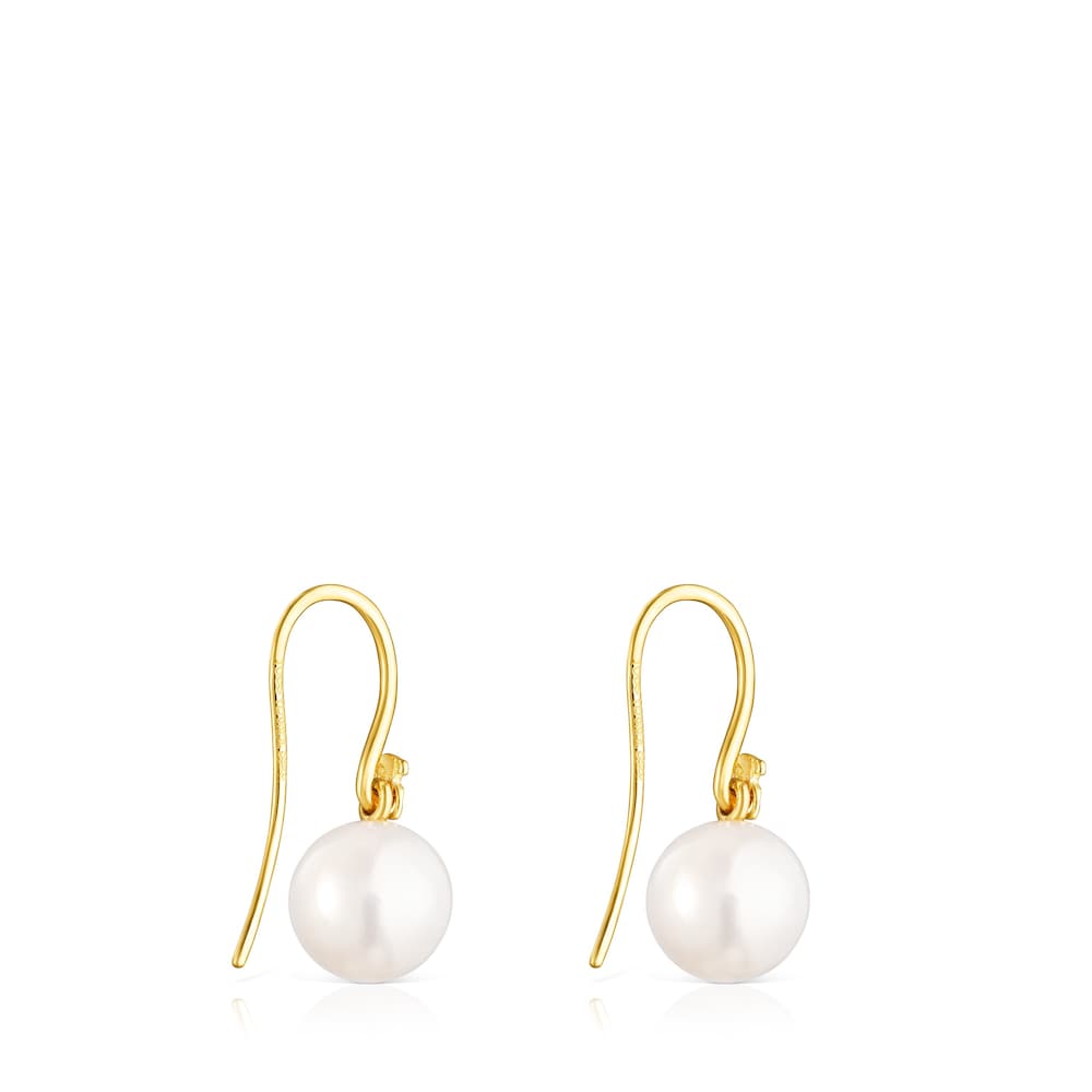 Short Silver Vermeil Gloss Earrings with Pearl |