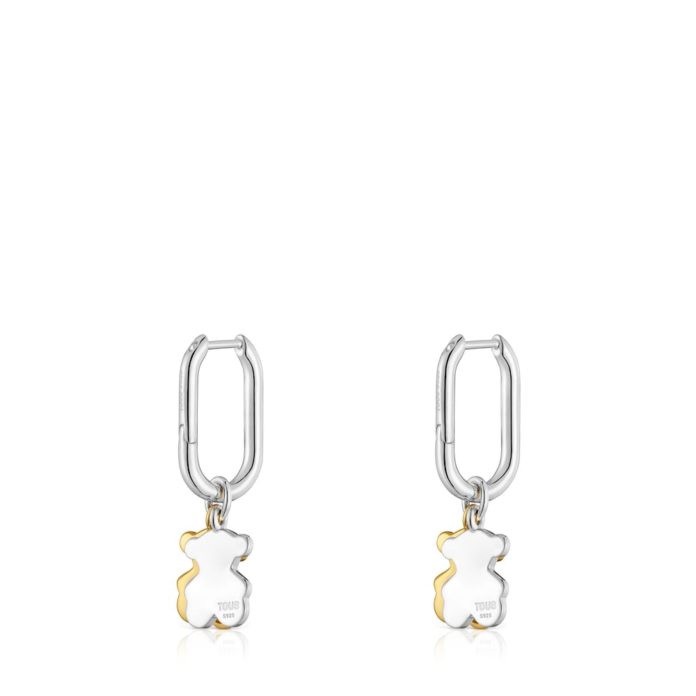 Sweet Dolls two-tone small Hoop earrings with bear motif