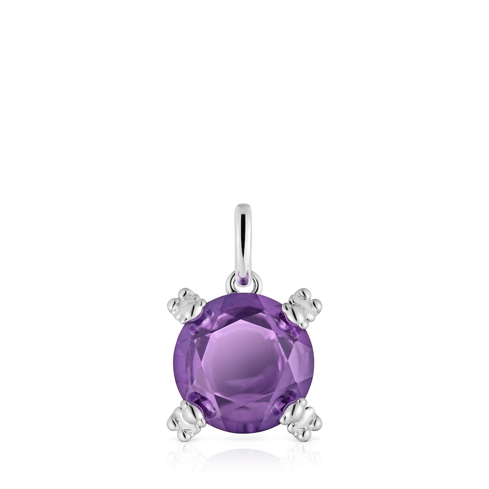 Silver Pendant with amethyst Color Pills