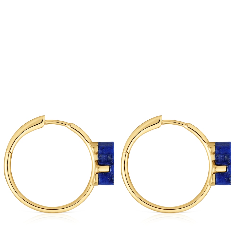 Gold bear Hoop earrings with lapis lazuli 1950 |