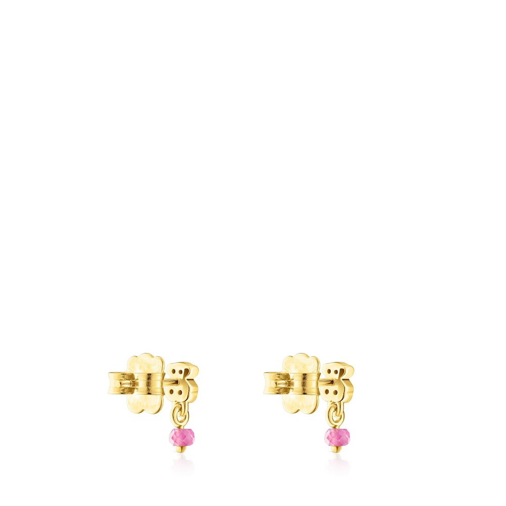 Silver vermeil New Motif Earrings with chrome diopside bear and ruby |