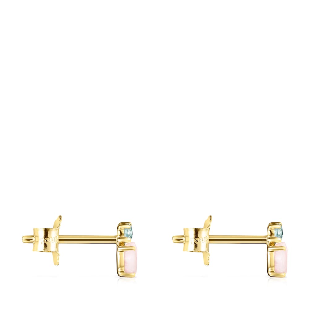 Mini Ivette Earrings in Gold with Opal and Topaz |