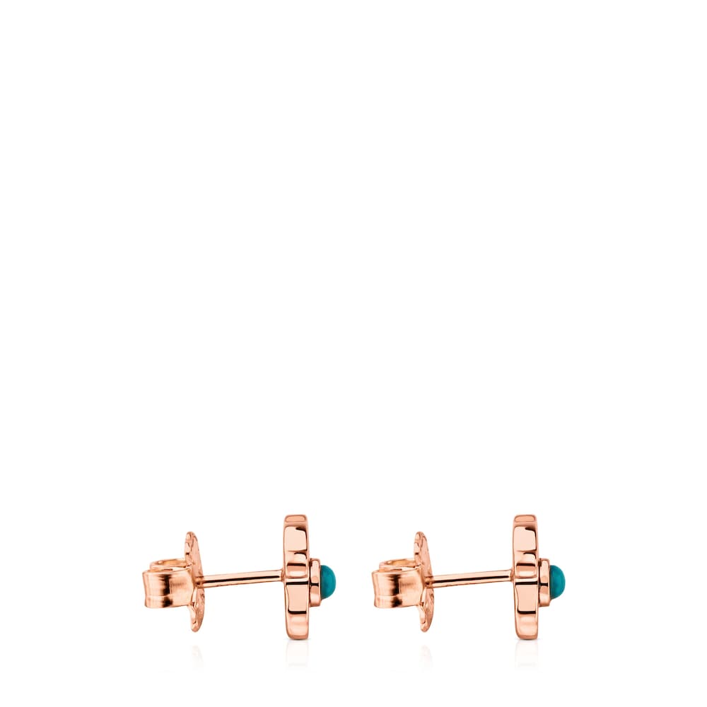 Rose Vermeil Silver Super Power Earrings with Turquoise |