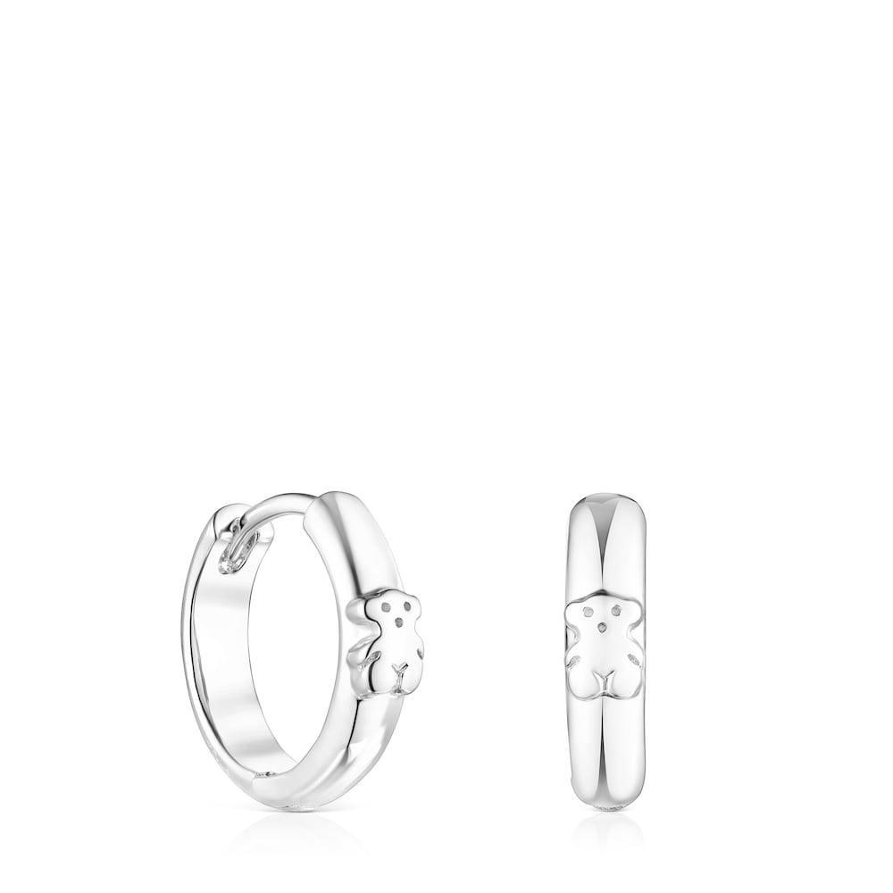 Silver TOUS Basics Hoop earrings with bear |