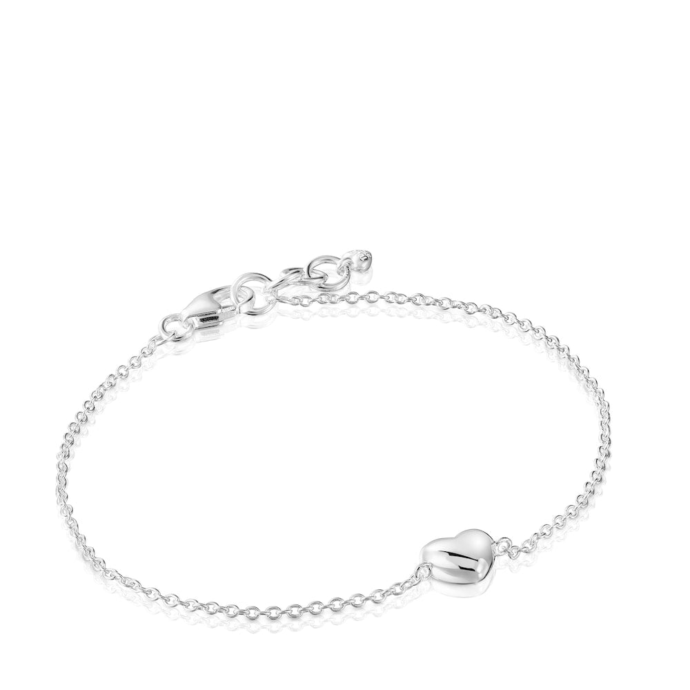 Silver heart motif Chain Bracelet Garden of Love |