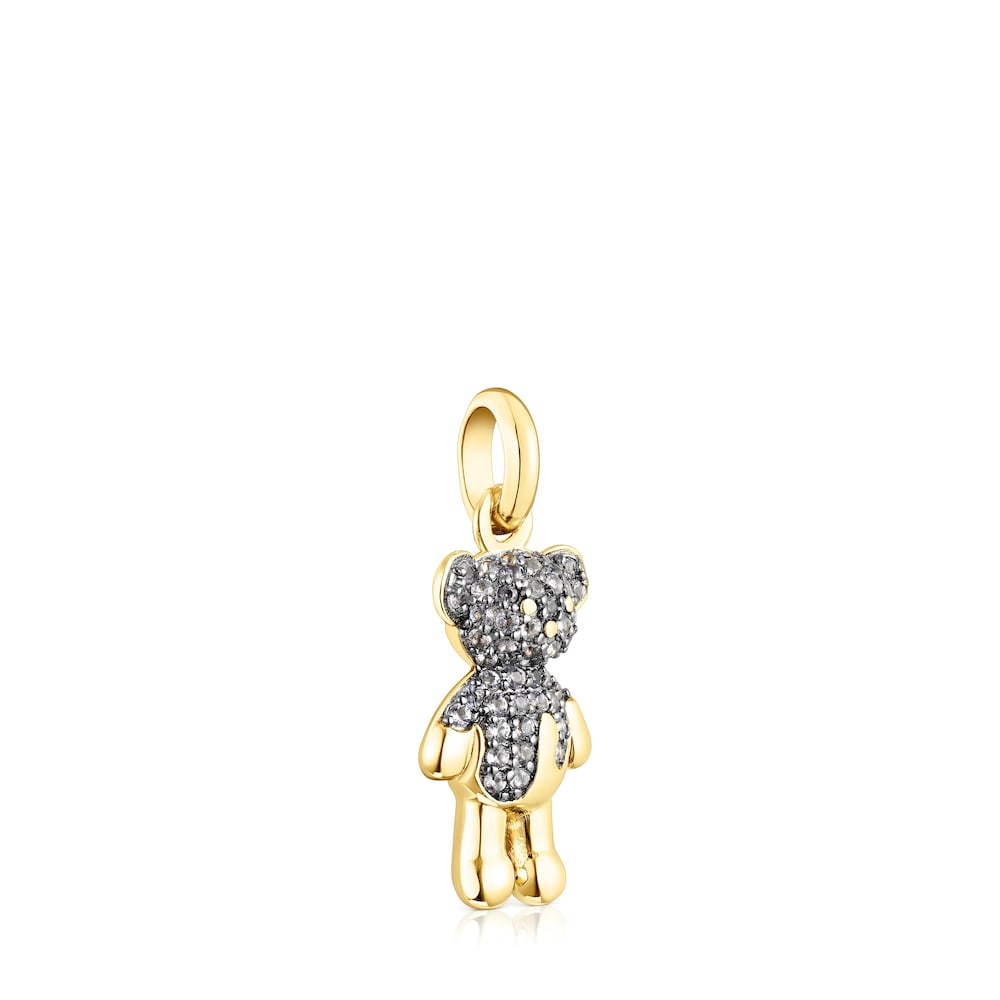 Silver vermeil Teddy Bear Splash Pendant with iolite