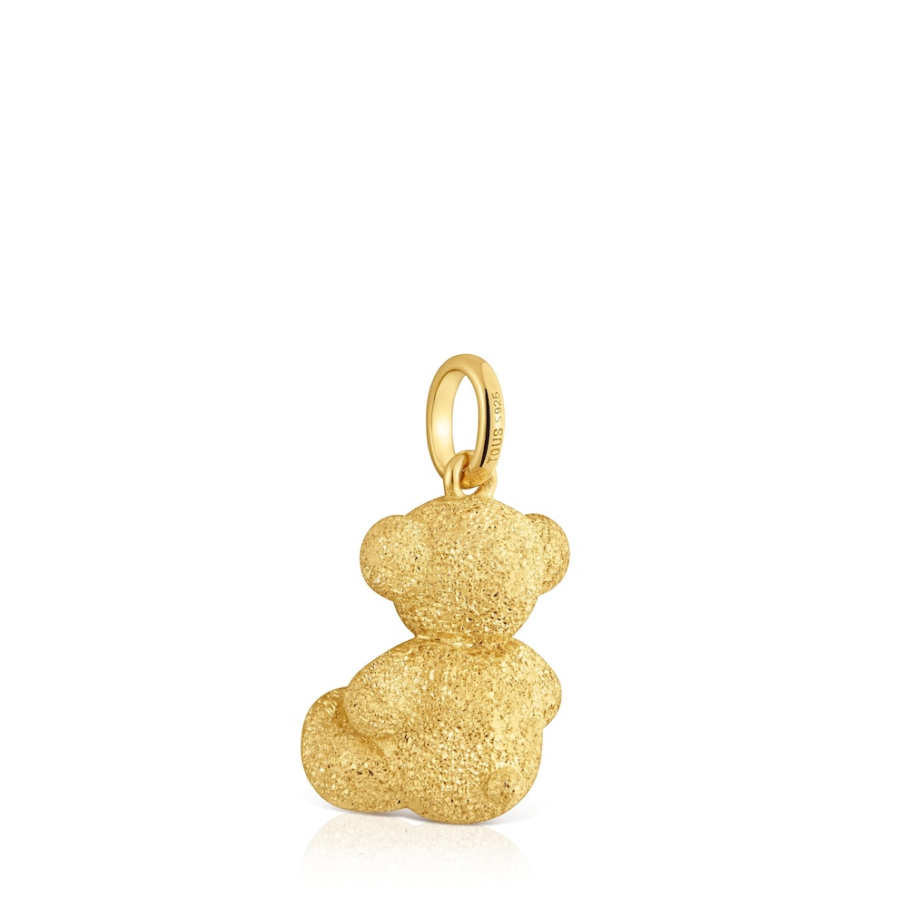 Medium Bold Bear bear pendant with 18kt gold plating over diamond silver.