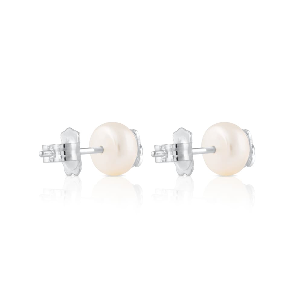 Silver Bear Earrings with Pearl |