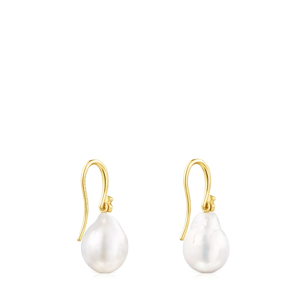 Silver Vermeil Gloss droplet Earrings with Pearl |