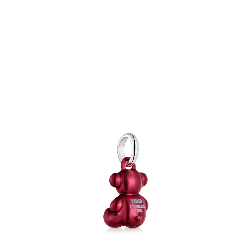 Small red-colored steel bear Pendant Bold Bear