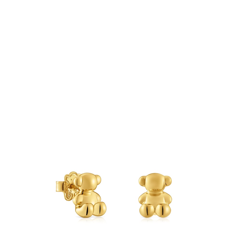 Bold Bear 10 mm bear Earrings with plating over silver |