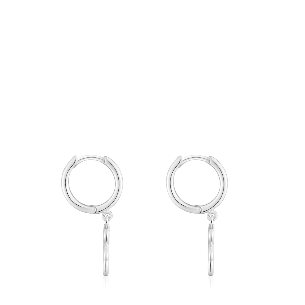 Silver Hoop earrings with bear motif New Silueta |