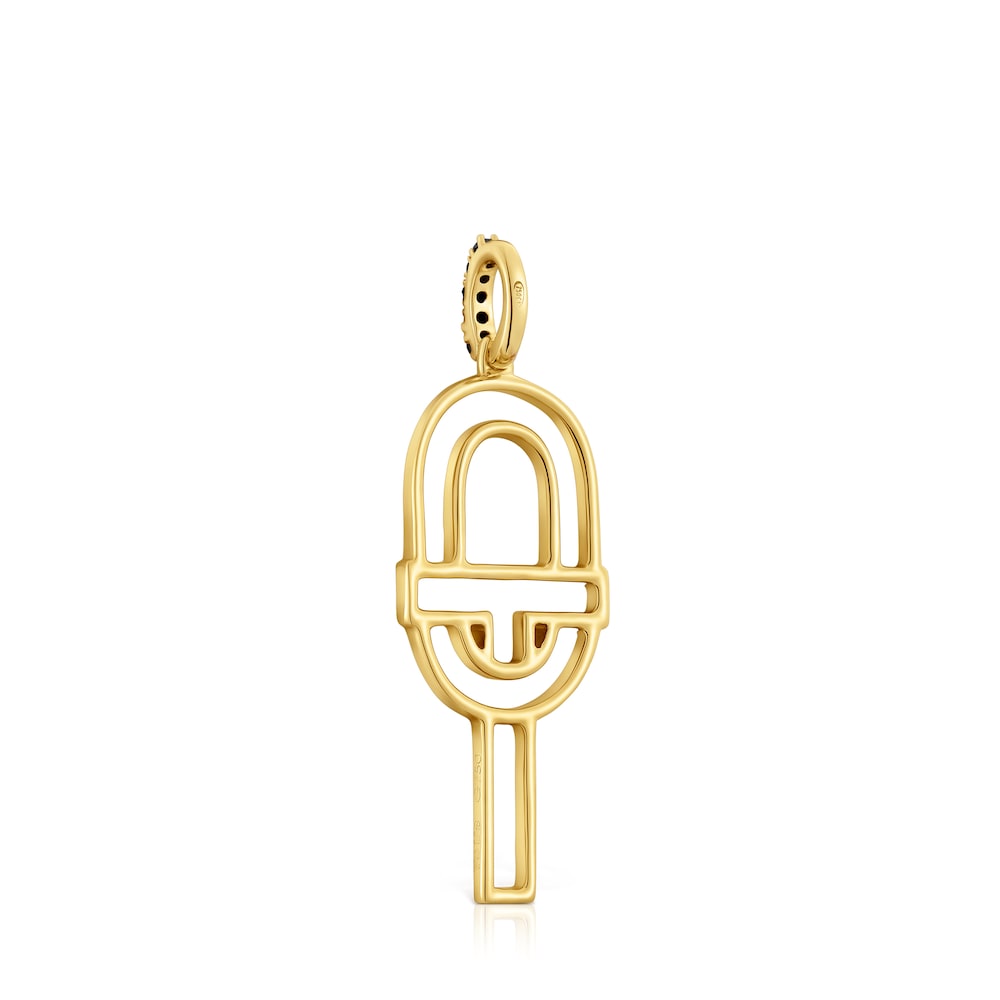 Medium gold silhouette Pendant with spinels MANIFESTO