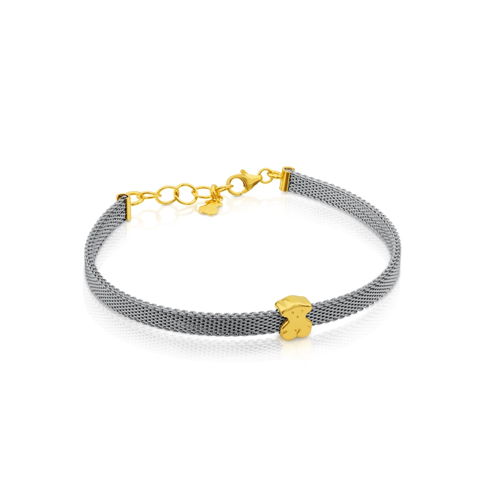 Steel and Gold Icon Mesh Bracelet
