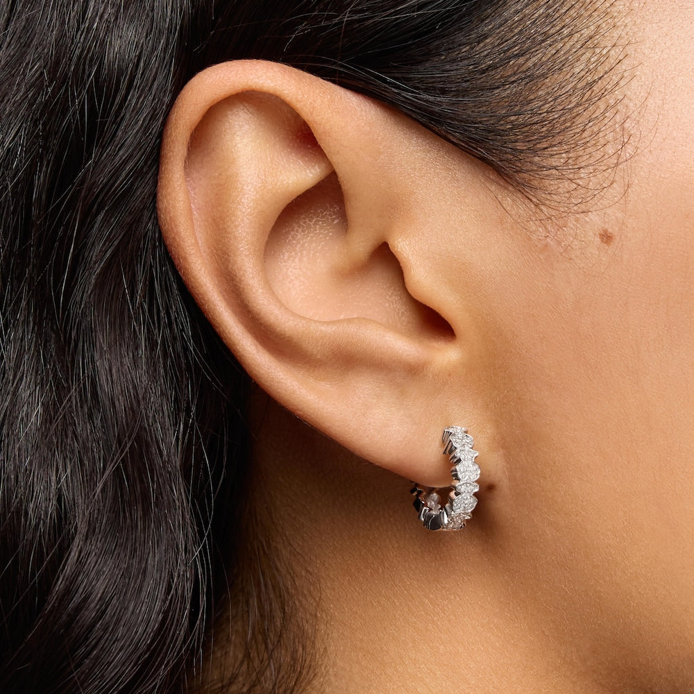White Gold Puppies hoop Earrings |