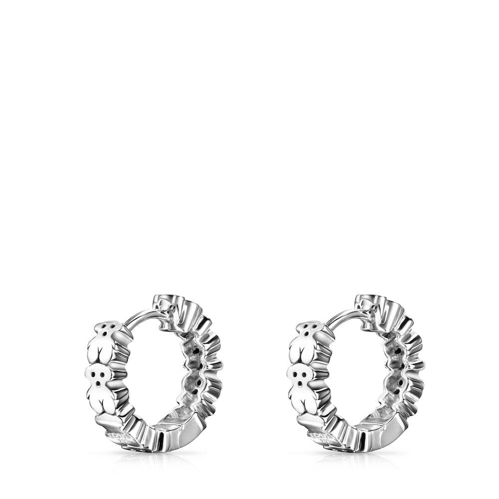 White Gold Puppies hoop Earrings |