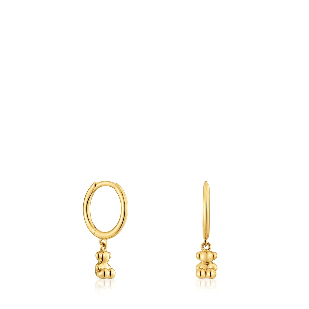 Bold Bear Gold and bear charm Hoop earrings |