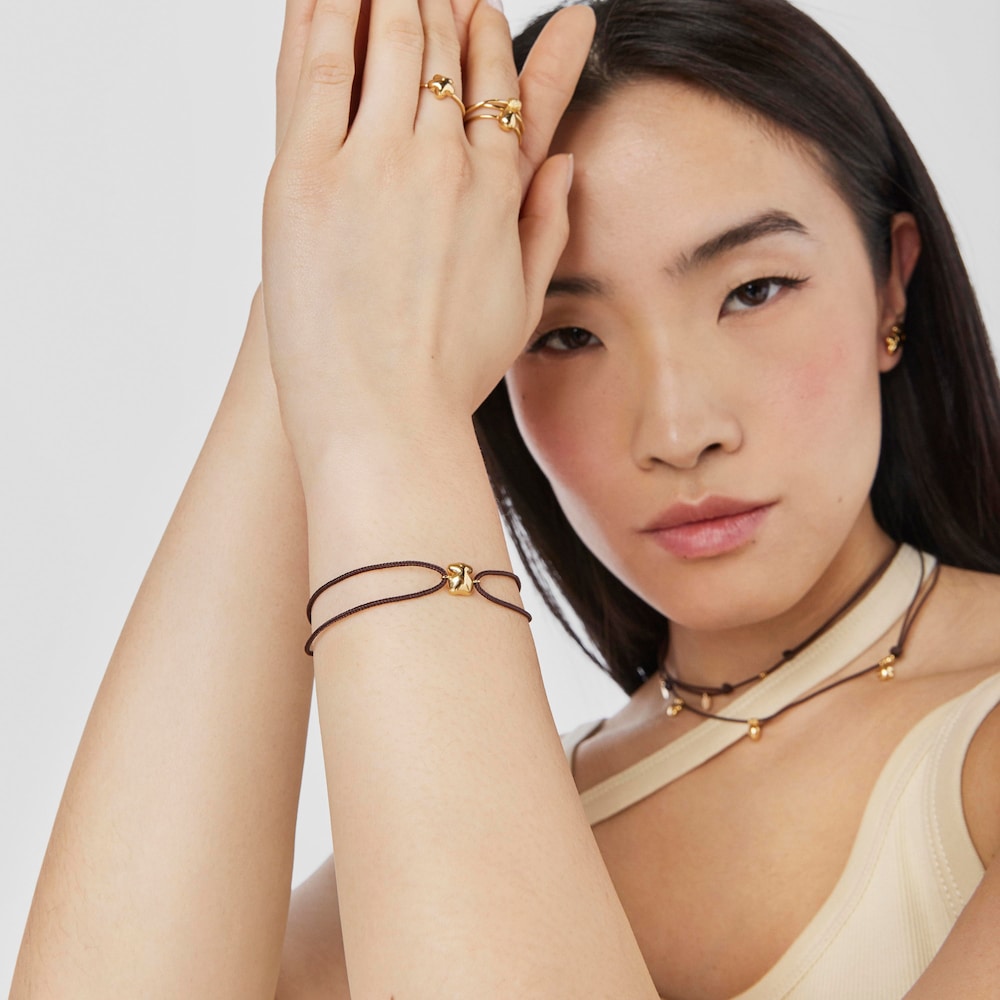 Gold and brown cord Bear bracelet Balloon |