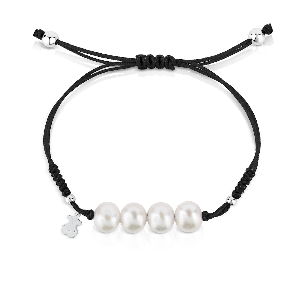 Silver Pearls Bracelet with Bear motif |
