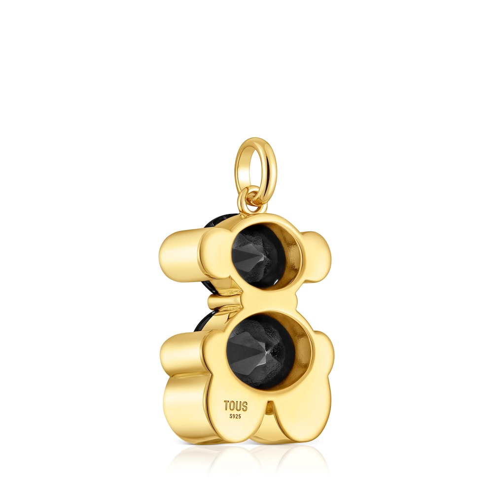 Medium 18kt gold plating over silver with onyx bear motif Pendant Color Bear