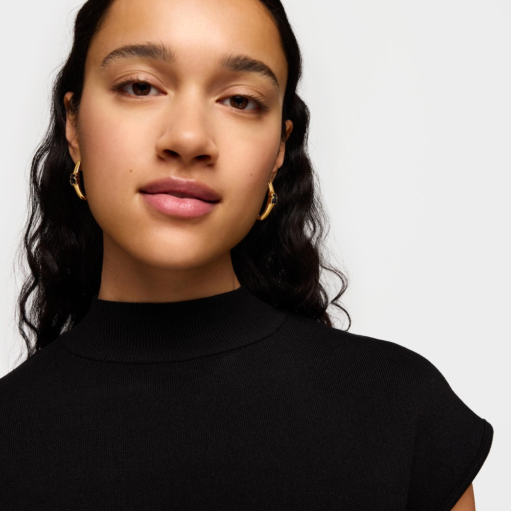 26 mm 18kt gold over silver Hoop earrings with onyx bear motif Icon Color |