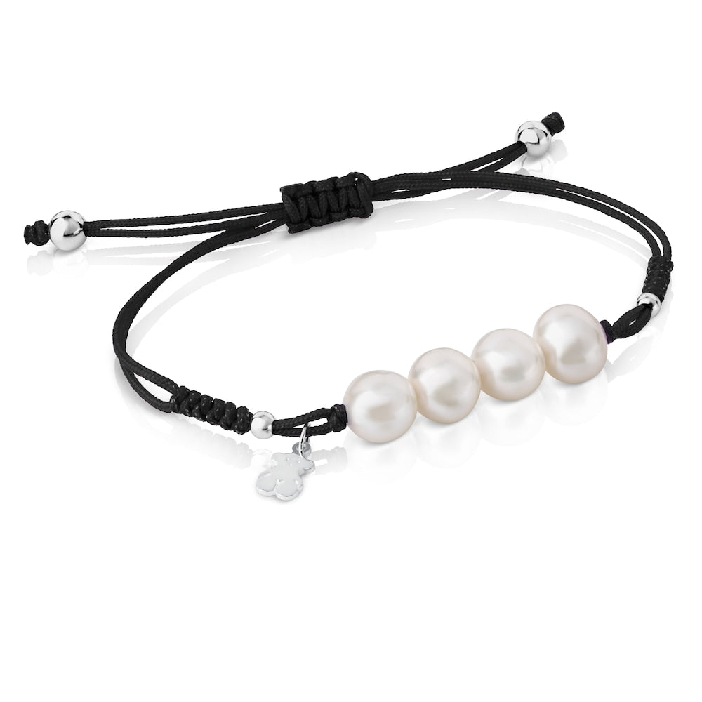 Silver Pearls Bracelet with Bear motif |