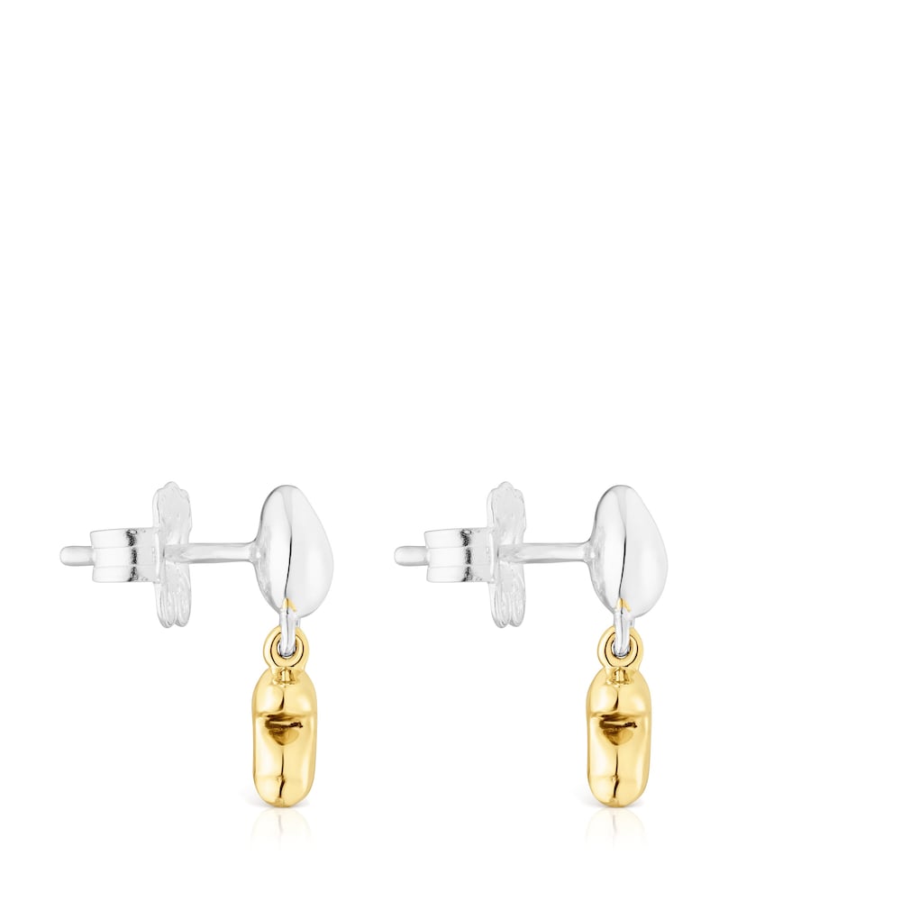 Short two-tone Joy Bits Earrings with bear |