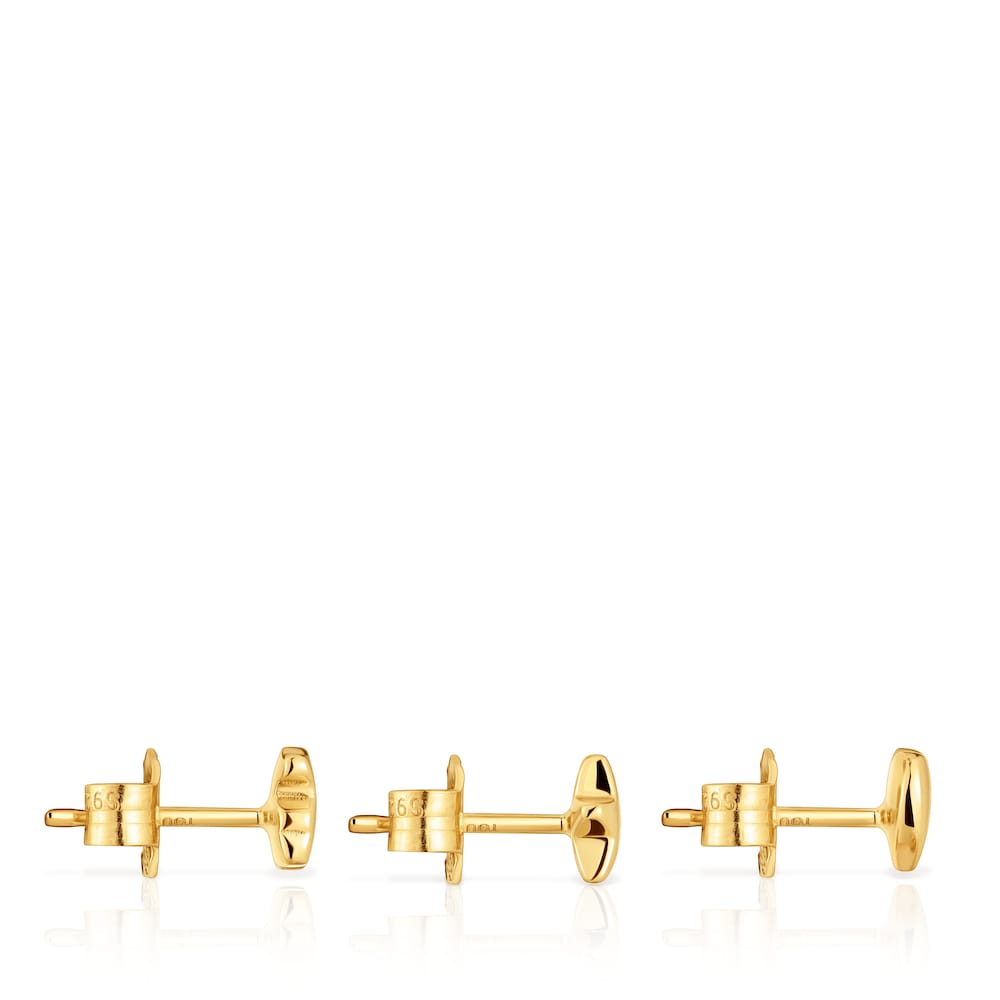 Pack of three 18kt gold plating over silver Earrings with motifs Bold Motif