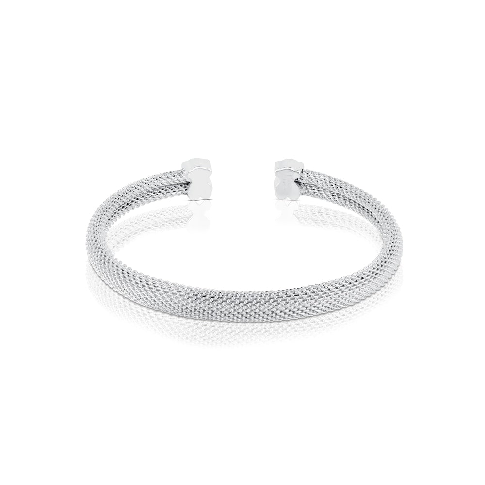 Mesh TOUS Silver Bangle Bear motif |