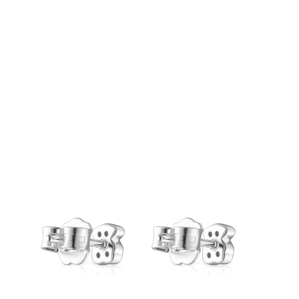 Silver New Motif Earrings with amethyst bear |