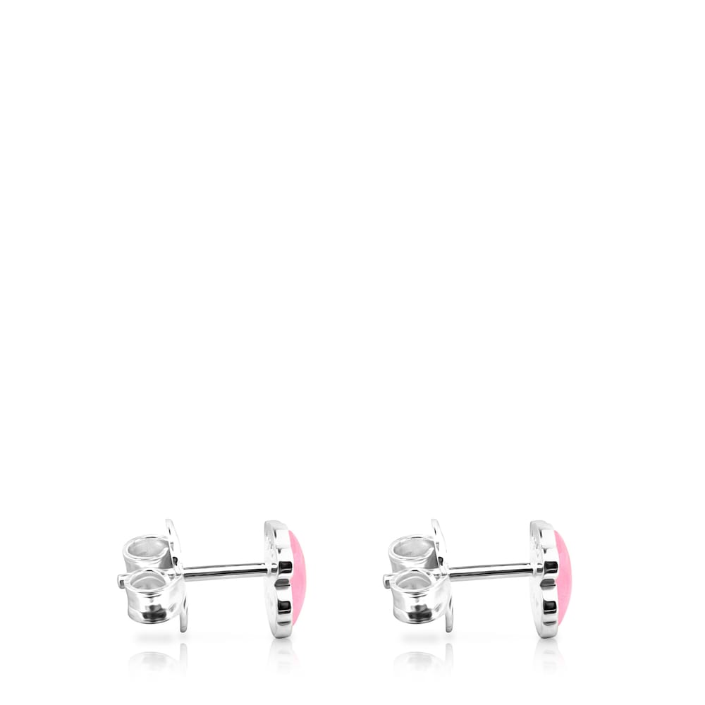 Silver Color Earrings with rose Quartz |