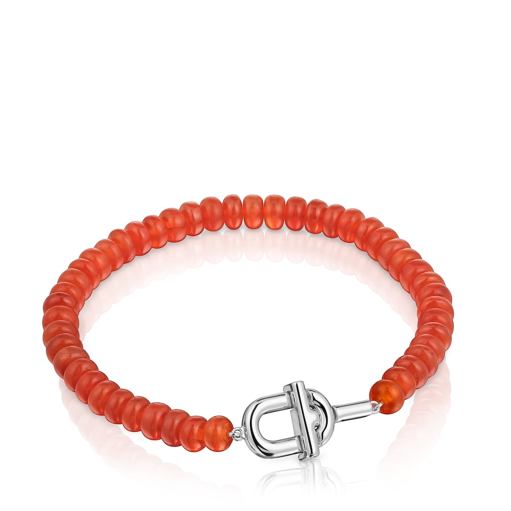 Silver Bracelet with treated orange chalcedony MANIFESTO
