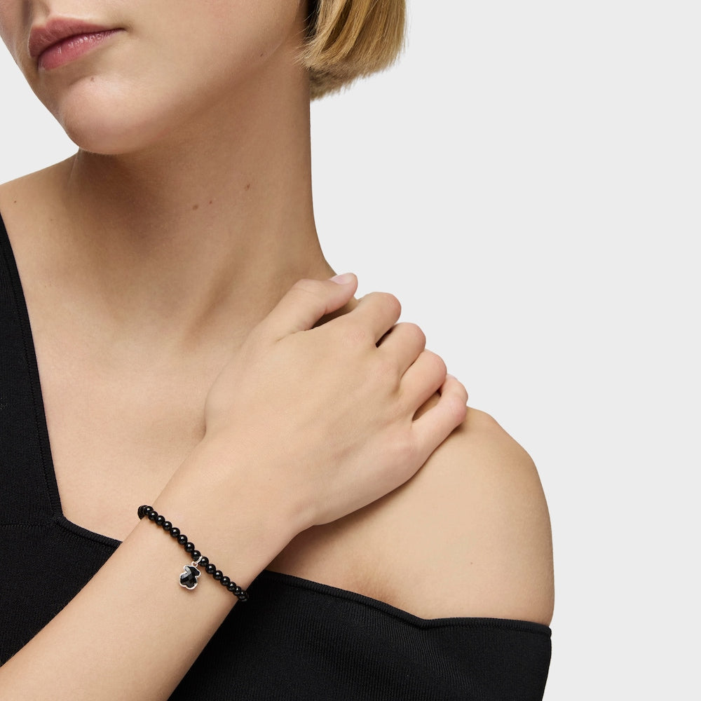 Silver and onyx Icon Color bracelet |