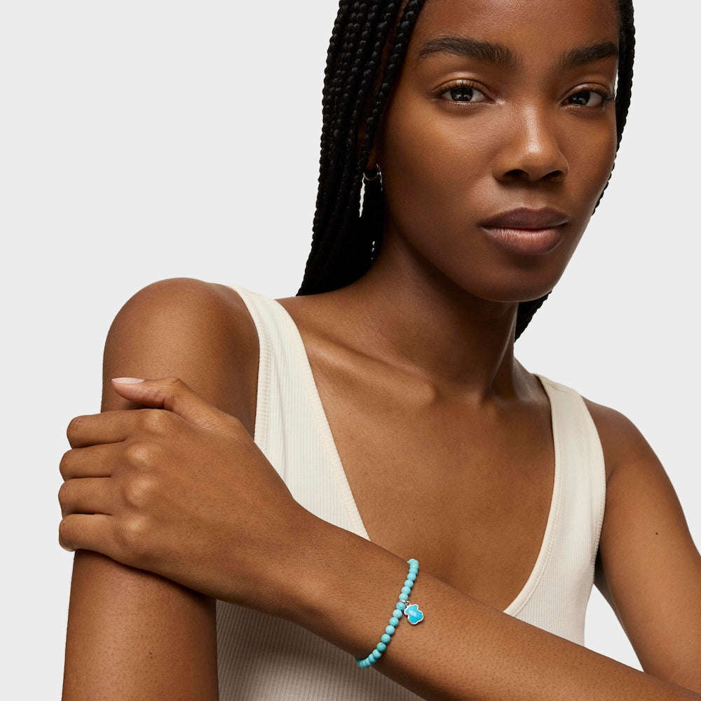 Silver and dyed magnesite Icon Color bracelet |