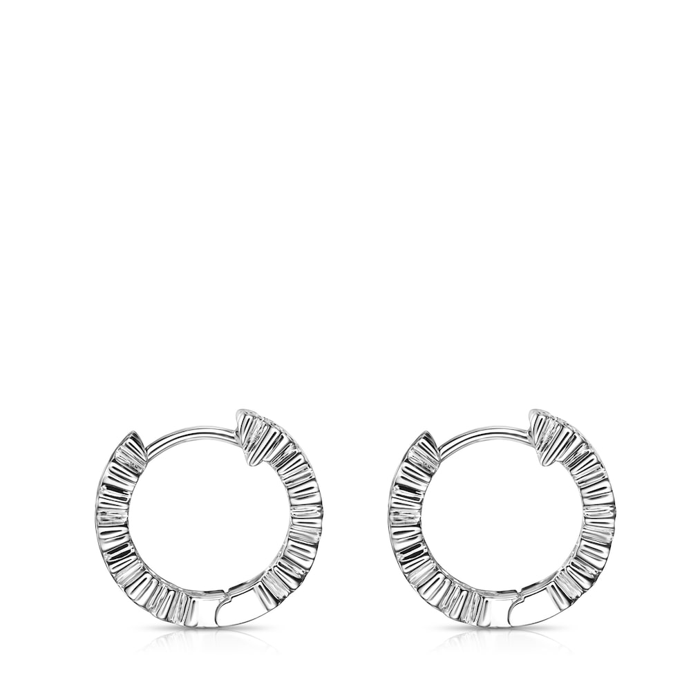 White Gold Puppies hoop Earrings |