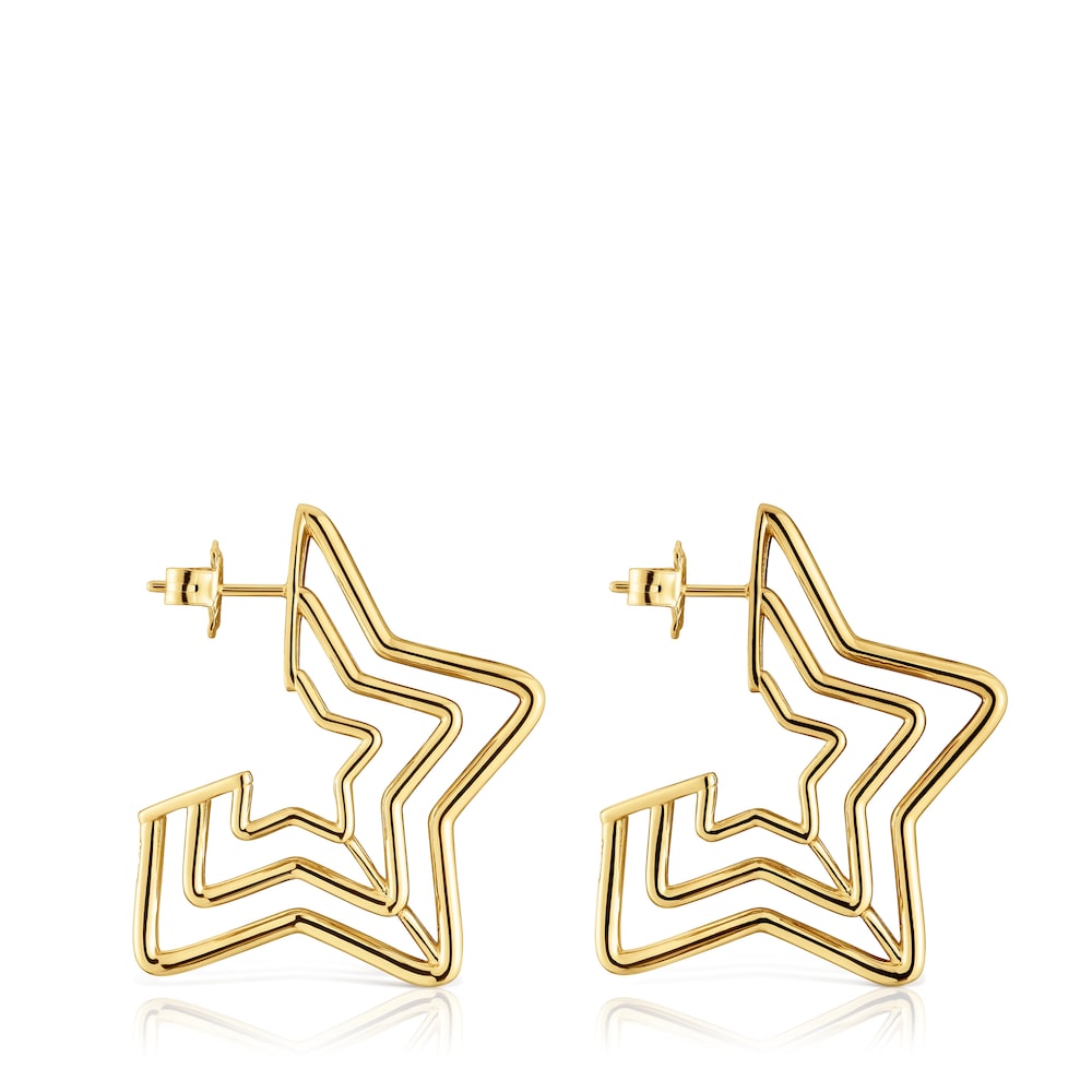 Bickie triple star Earrings with 18 kt gold plating over silver |