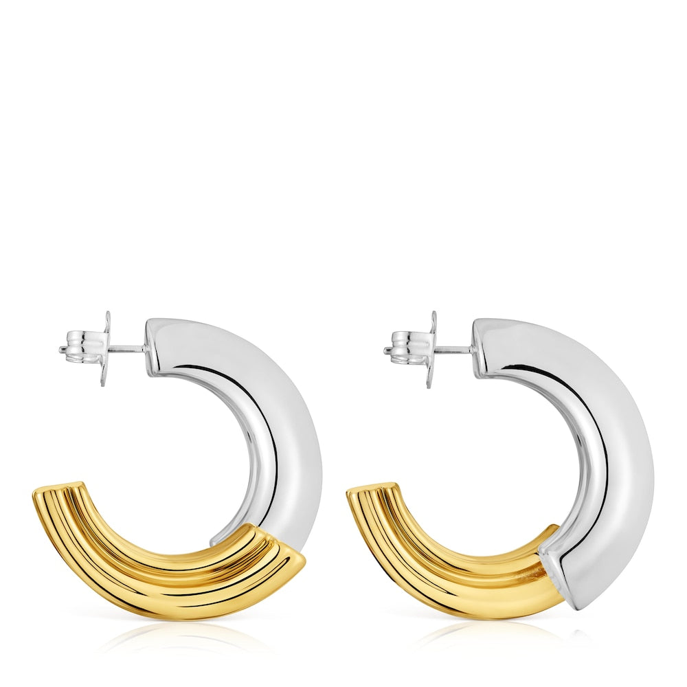 Two-tone long Hoop earrings with bear motif 1950 |
