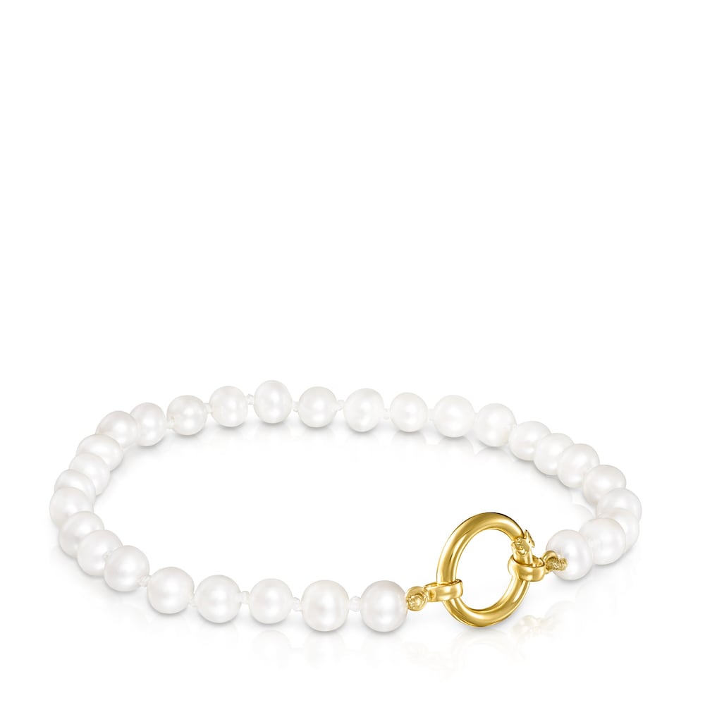 Gold Hold Bracelet with Pearls