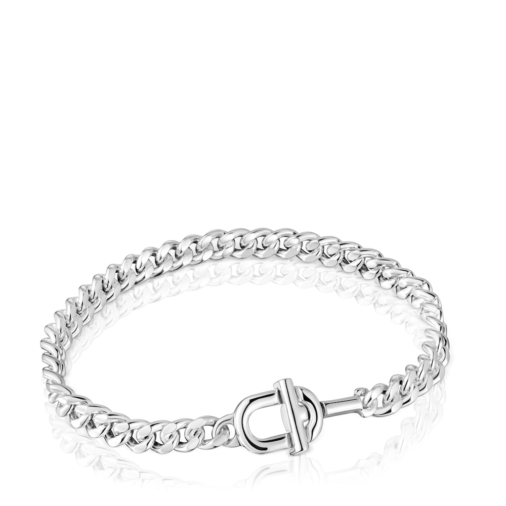 Large MANIFESTO curb chain Bracelet in silver |