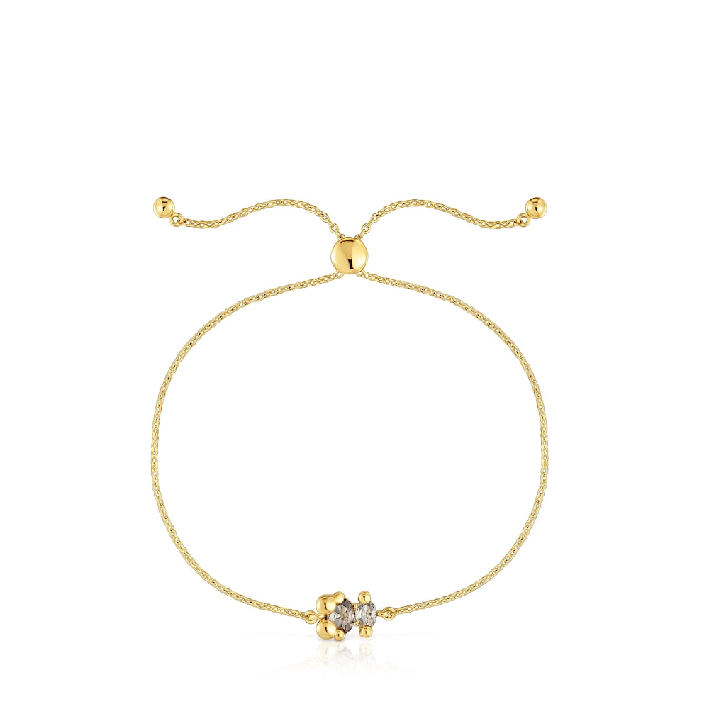 8 mm 18kt gold plating over silver bear motif chain Bracelet with lab-grown green spinel Color Bear LGG
