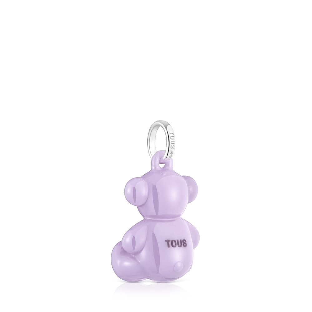 Silver and lilac-colored ceramic Bear pendant Bold Bear |