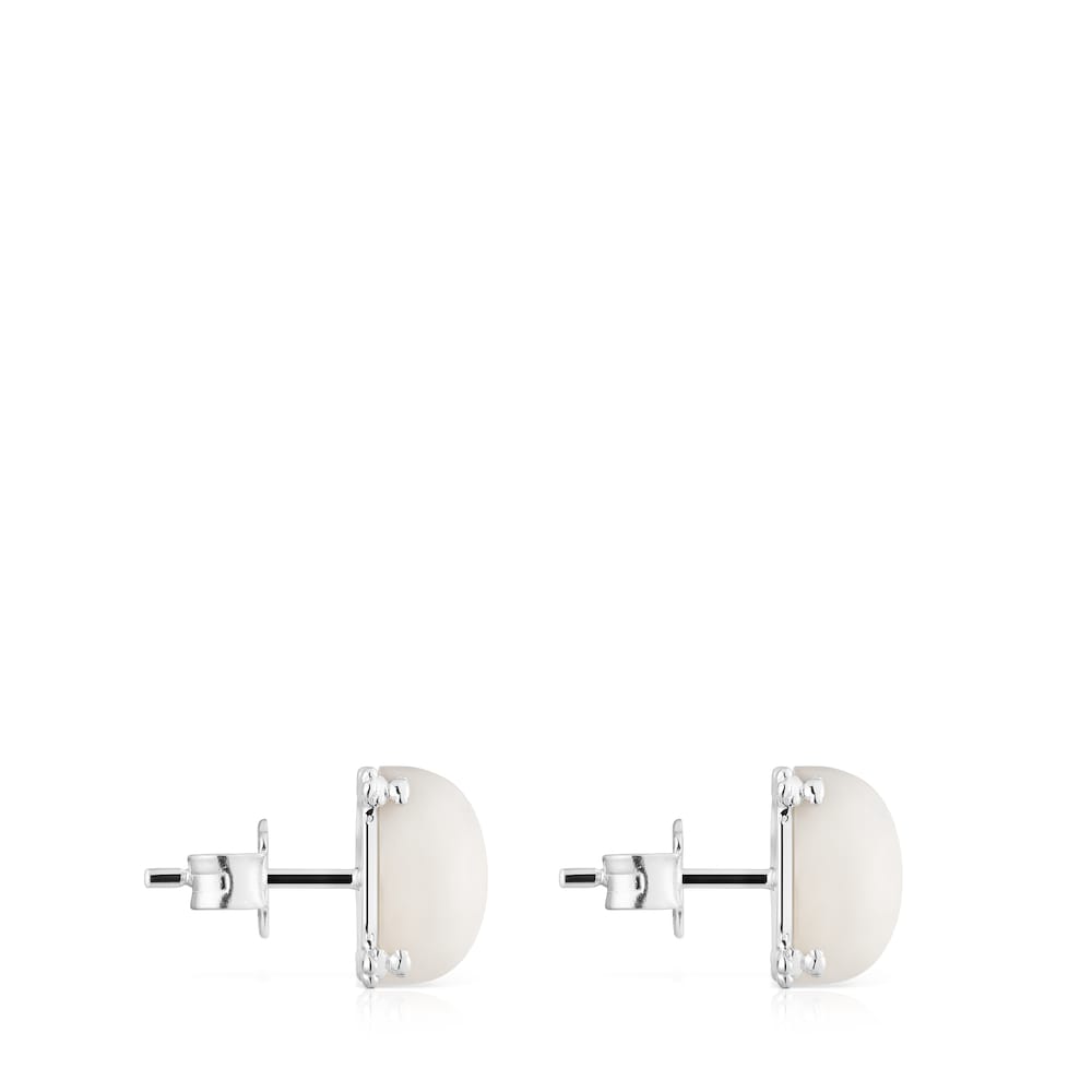 Silver Color Pills Earrings with mother-of-pearl |