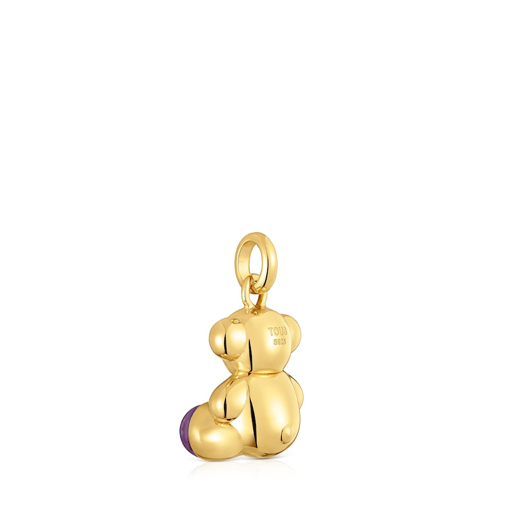 Silver vermeil Bold Bear pendant with amethyst |