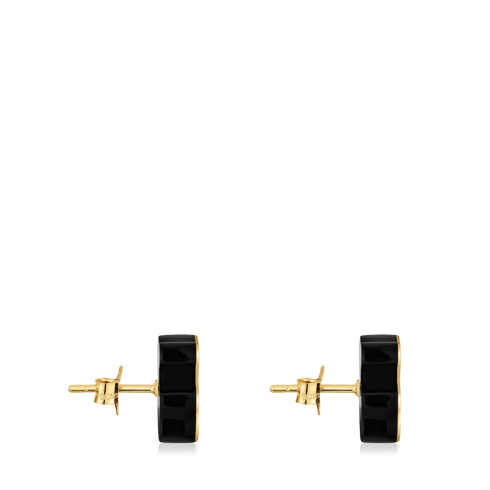 Gold bear Earrings with onyx 1950 |