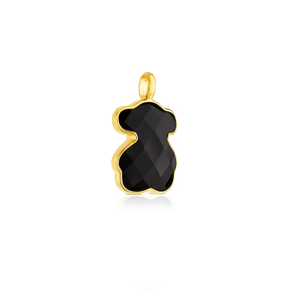 Vermeil Silver Bear Pendant with Onyx