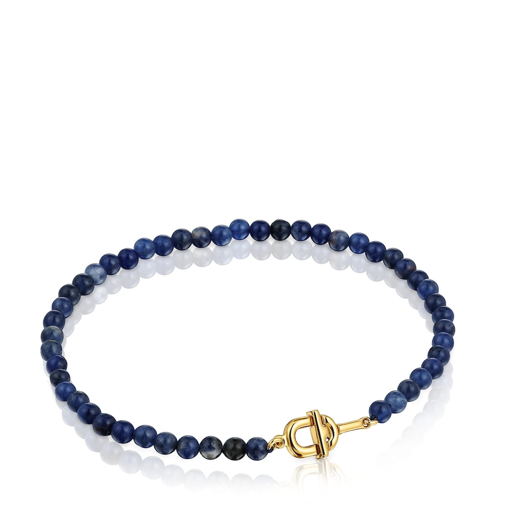 Bracelet with 18kt gold plating over silver and sodalite MANIFESTO